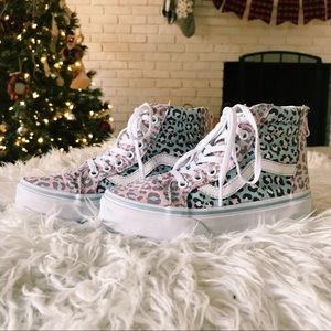 Vans leopard pink and blue sk8-hi. Youth 13